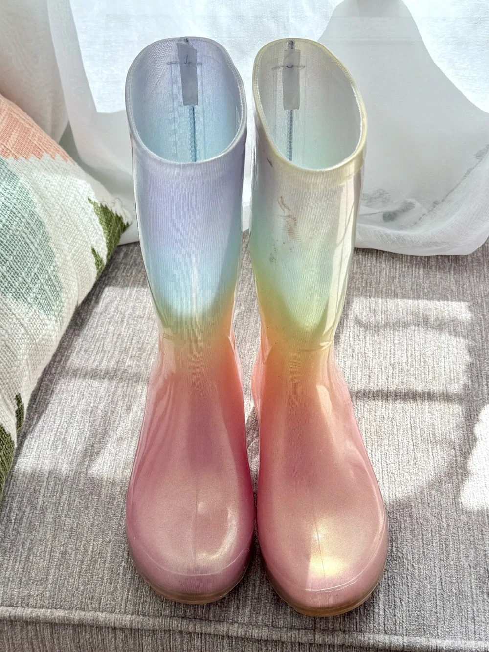 Target Kids - Pastel Rainbow Ombre Rain Boots - Pink, Yellow, Blue - Size 1